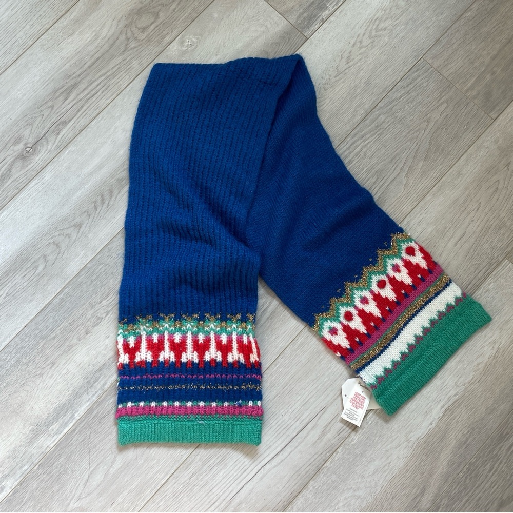 Mini Boden Fair Isle Knitted Scarf Blue (small) kids colorful winter